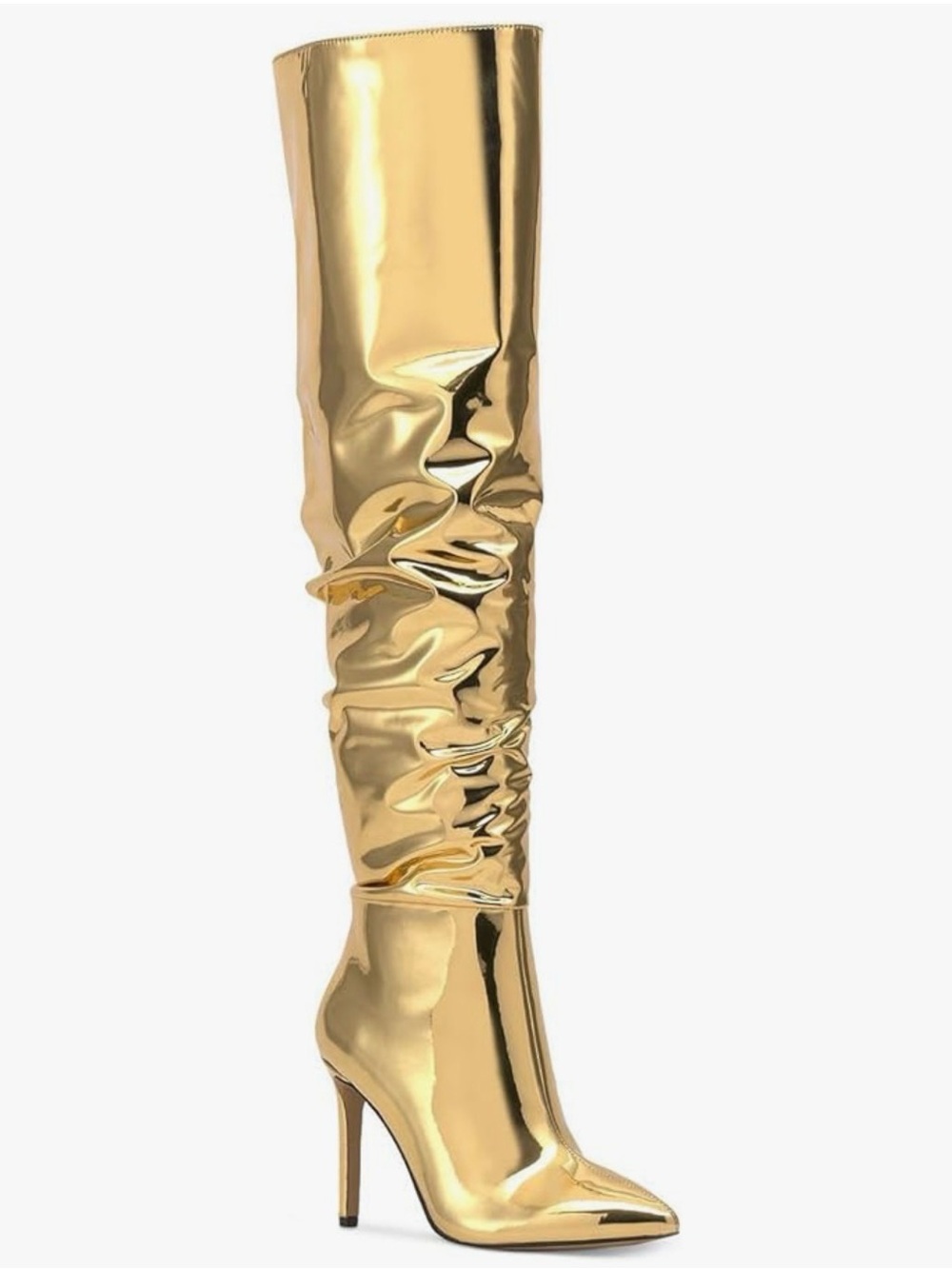 INC Womens Iyonna Patent Slouchy Over-The-Knee Boots Gold
